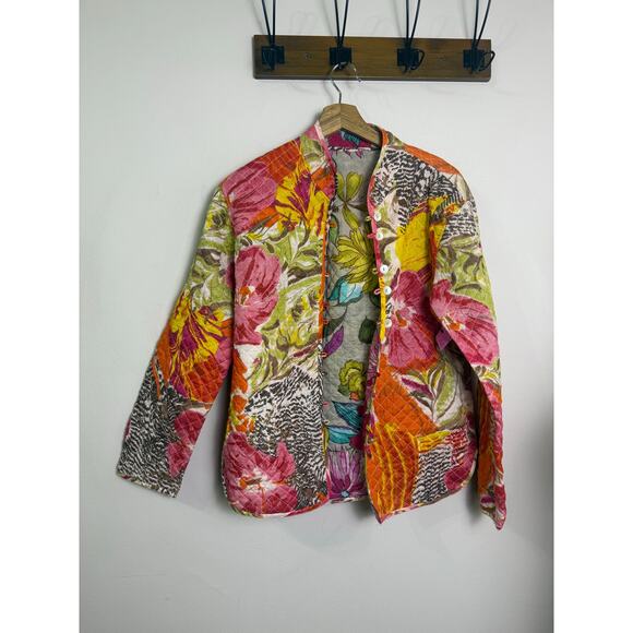 No brand Tops - Women’s Reversible Floral Light Weight Long Sleeve Pink Green Yellow M/L